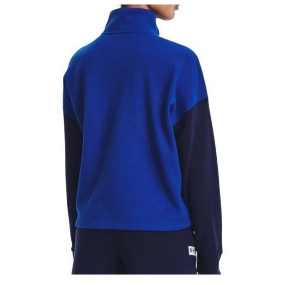 NWT Under Armour Womens Fleece Playback Pullover 1/4 Zip Size L Blue $60 RR27 - Picture 2 of 2